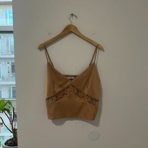 Abercrombie & Fitch Brown Silky Lace Cropped Tank Size Large